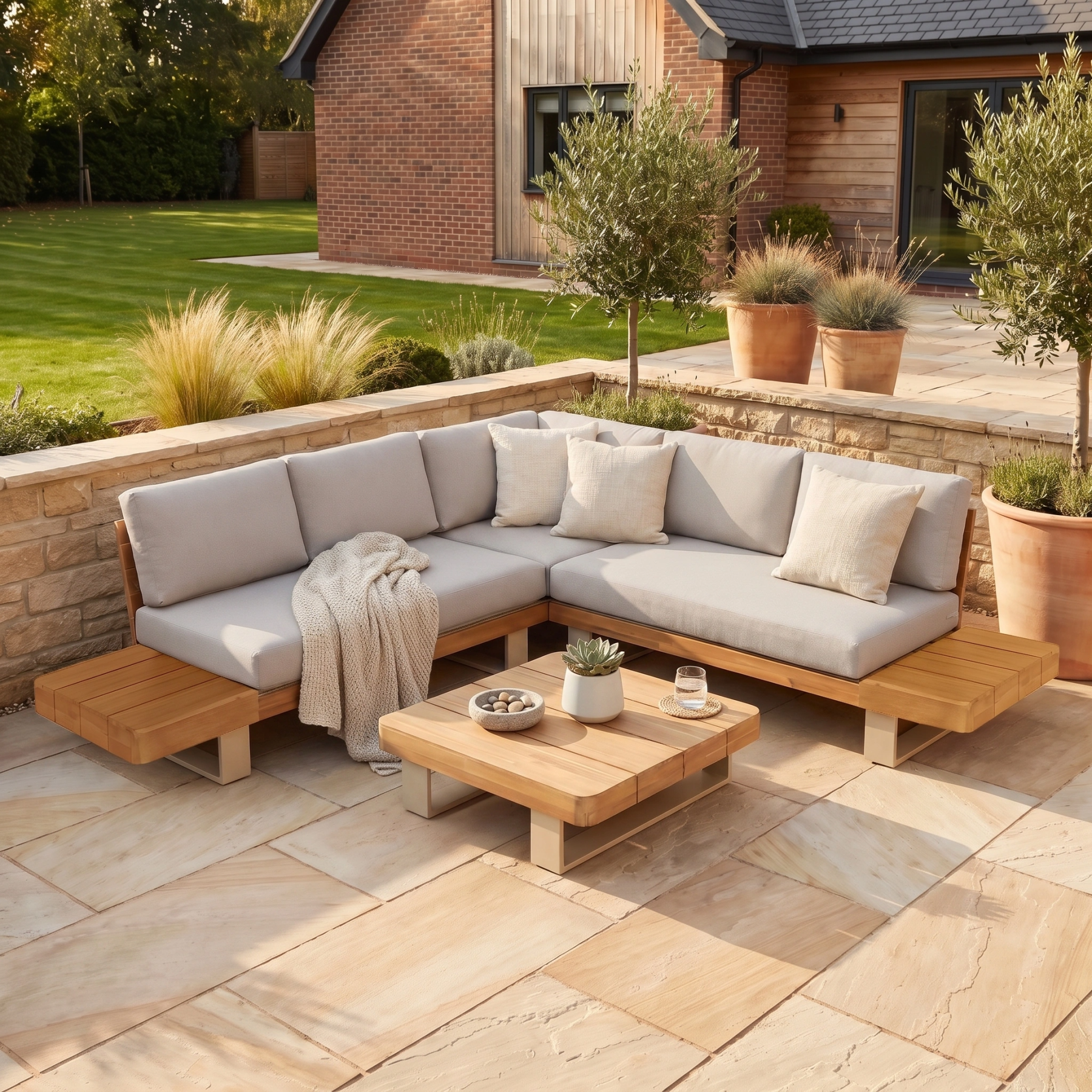 Ava Corner Sofa Set in Latte