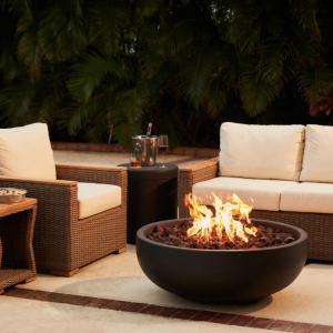 Blaze 38-Inch Round Concrete Propane Fire Bowl in Phantom -BLZ-38-FBOWL-LP