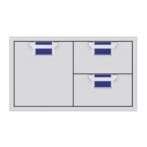Aspire by Hestan 36-Inch Double Drawer and Storage Door Combination (Prince Blue) - AESDR36-BU