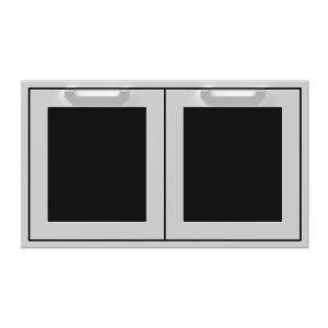Hestan 36-Inch Double Access Doors w/ Recessed Marquise Accented Panels in Black - AGAD36-BK