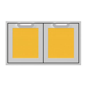 Hestan 36-Inch Double Access Door Propane Tank and Storage Cabinet w/ Recessed Marquise Accent Panel in Yellow - AGSD36-YW