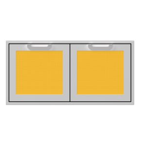 Hestan 42-Inch Double Access Door Double Access Door Propane Tank and Storage Cabinet w/ Recessed Marquise Accent Panel in Yellow - AGSD42-YW