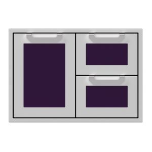 Hestan 30-Inch Double Drawer and Storage Door Combination w/ Recessed Marquise Accent Panel in Purple - AGSDR30-PP