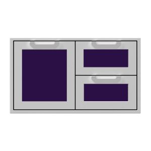 Hestan 36-Inch Double Drawer and Storage Door Combination w/ Recessed Marquise Accent Panel in Purple - AGSDR36-PP
