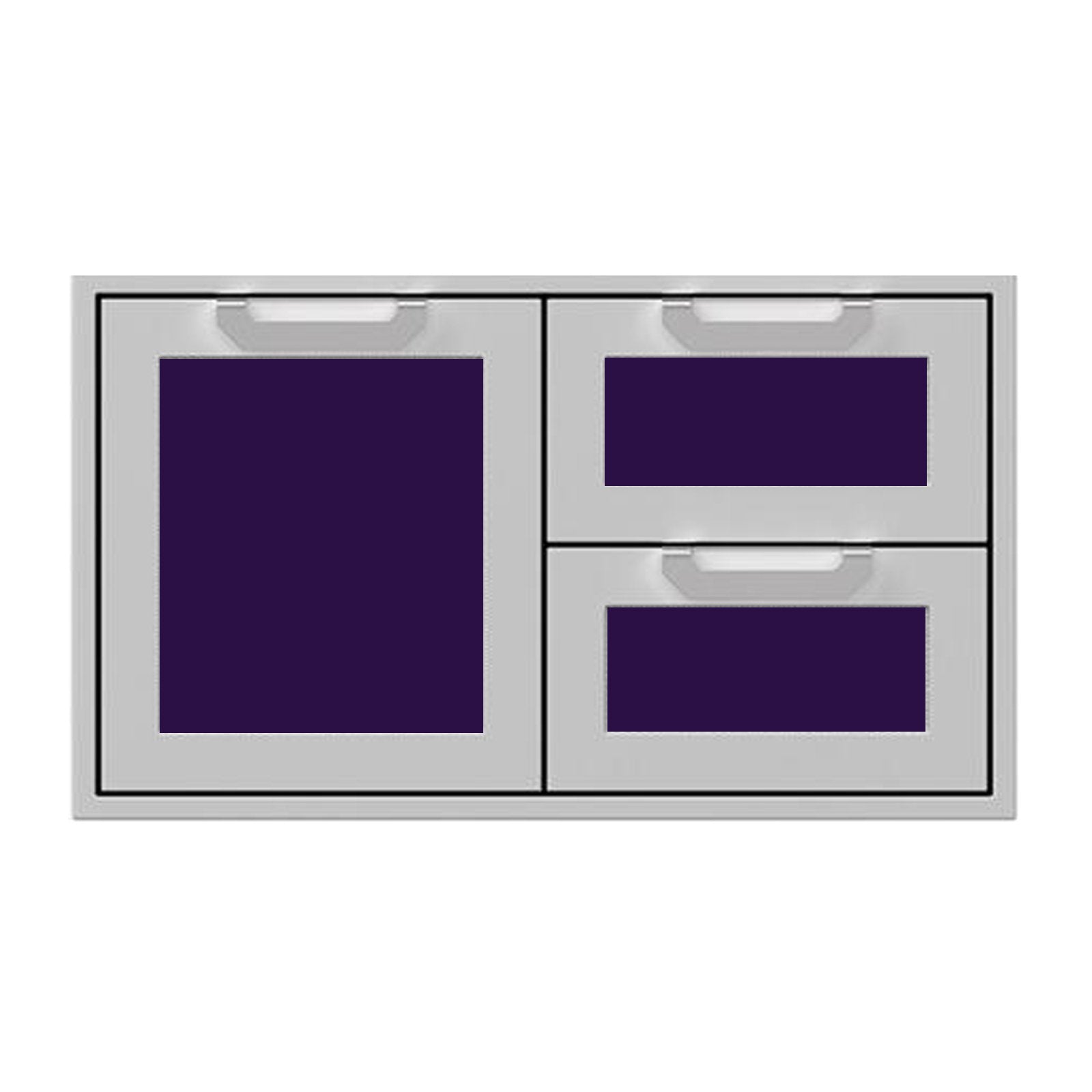 Hestan 36-Inch Double Drawer and Storage Door Combination w/ Recessed Marquise Accent Panel in Purple - AGSDR36-PP