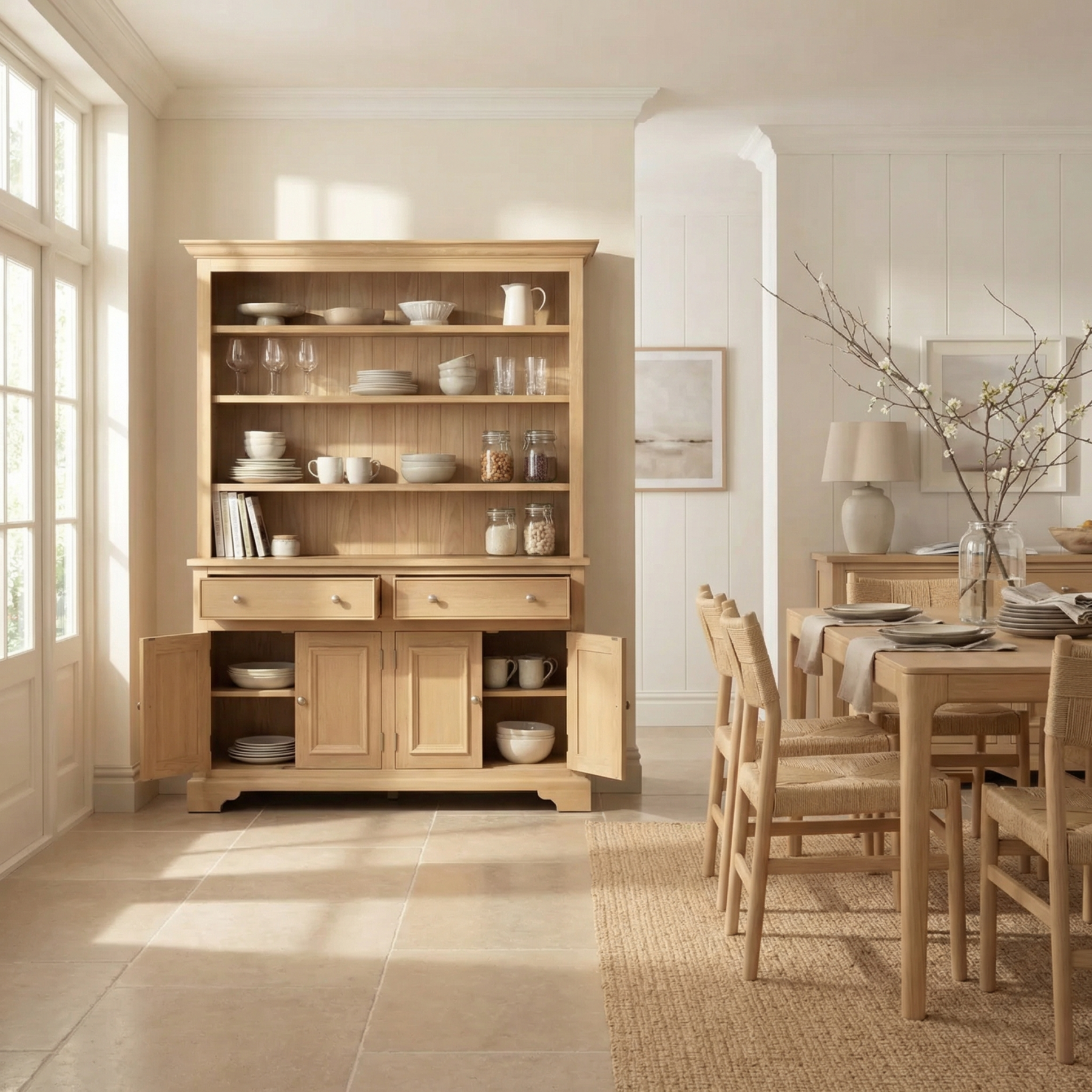 Amberley 5ft Grand Open Dresser in Light Oak product detail