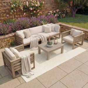 Andora 3 Seat Sofa Set with Coffee Table/Footstool in Weathered Brown