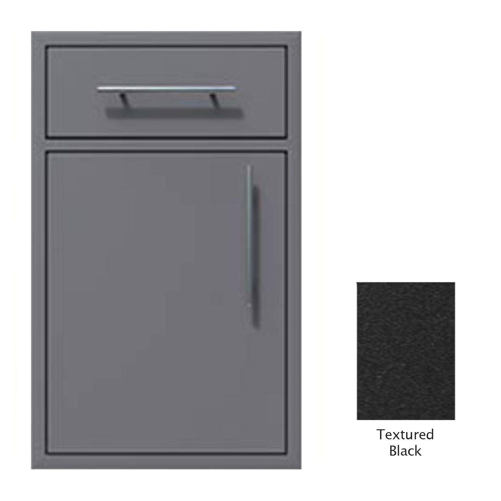 Canyon Series 18"w by 29"h Single Door, Drawer Enclosure w/ Adj. Shelf (Left Hinge) In Textured Black - CAN002-F01-LftHng-TexturedBlack