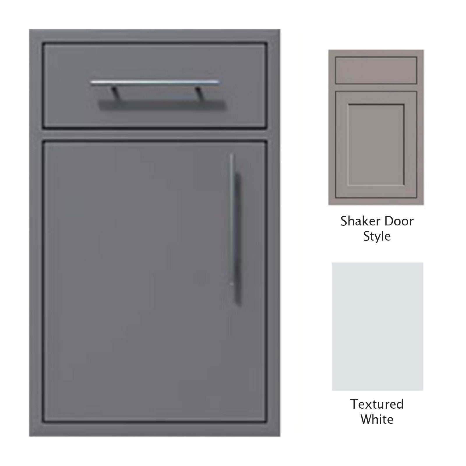 Canyon Series Shaker Style 18"w by 29"h Single Door, Drawer Enclosure w/ Adj. Shelf (Left Hinge) In Textured White