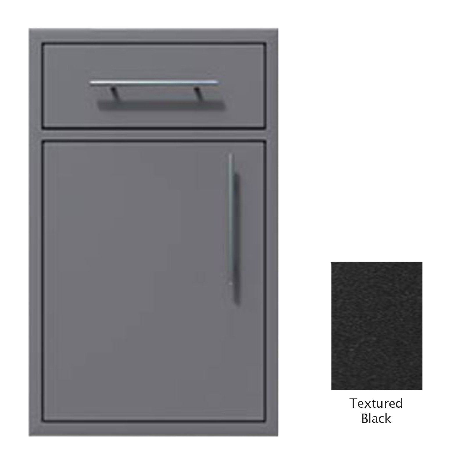Canyon Series 24"w by 29"h Single Door, Drawer Enclosure w/ Adj. Shelf (Left Hinge) In Textured Black - CAN005-F01-LftHng-TexturedBlack