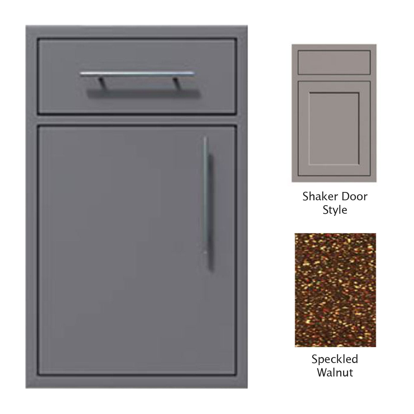 Canyon Series Shaker Style 24"w by 29"h Single Door, Drawer Enclosure w/ Adj. Shelf (Left Hinge) In Speckled Walnut