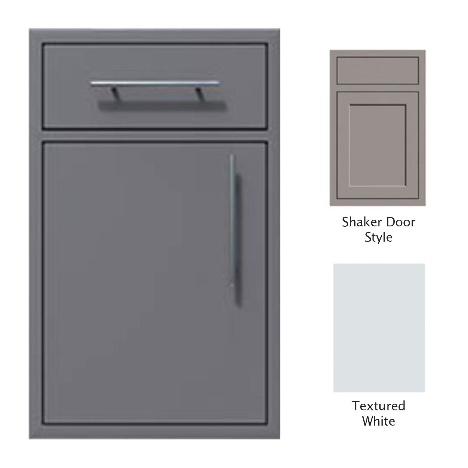 Canyon Series Shaker Style 24"w by 29"h Single Door, Drawer Enclosure w/ Adj. Shelf (Left Hinge) In Textured White