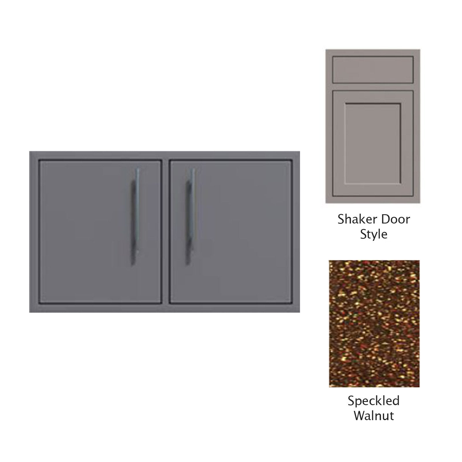 Canyon Series Shaker Style 32"w by 18"h Under-Grill Double Door Enclosure In Speckled Walnut - CAN018-F01-Shaker-SpeckWalnut