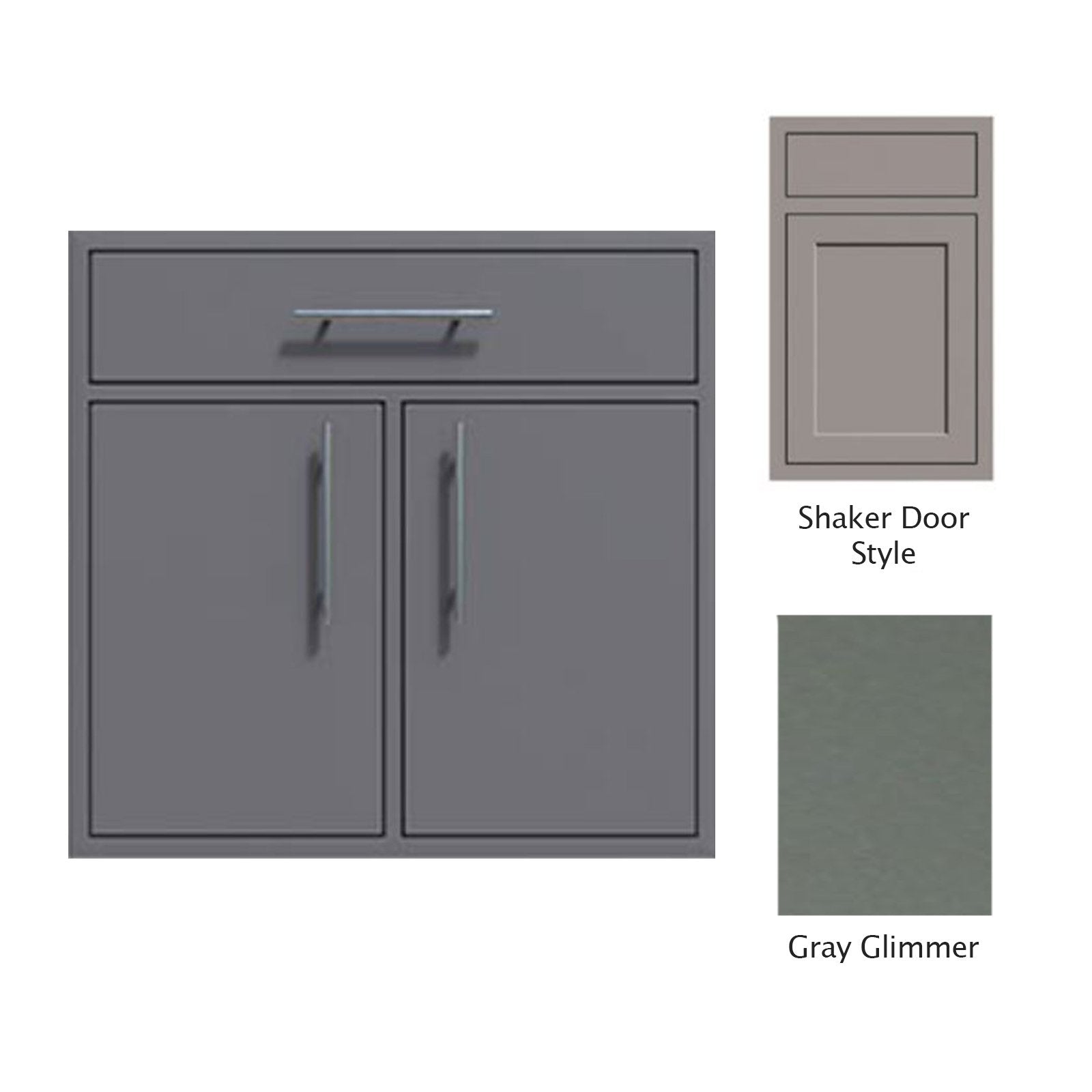Canyon Series Shaker Style 30"w by 29"h Double Door, Drawer Enclosure w/ Adj. Shelf In Grey Glimmer - CAN009-F01-Shaker-TexturedGreyGlimmer