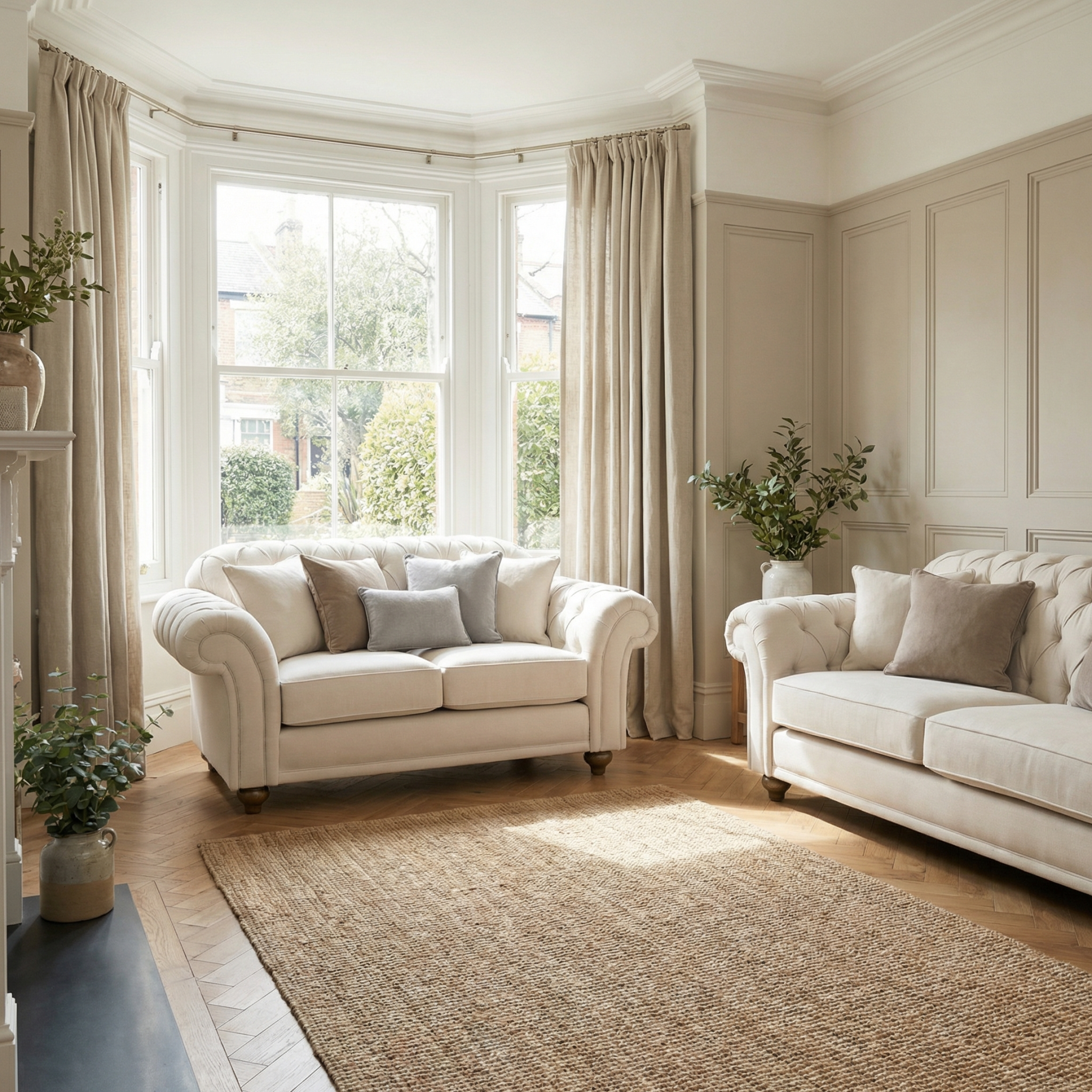 Chesterfield 2 Seat Sofa in Ivory