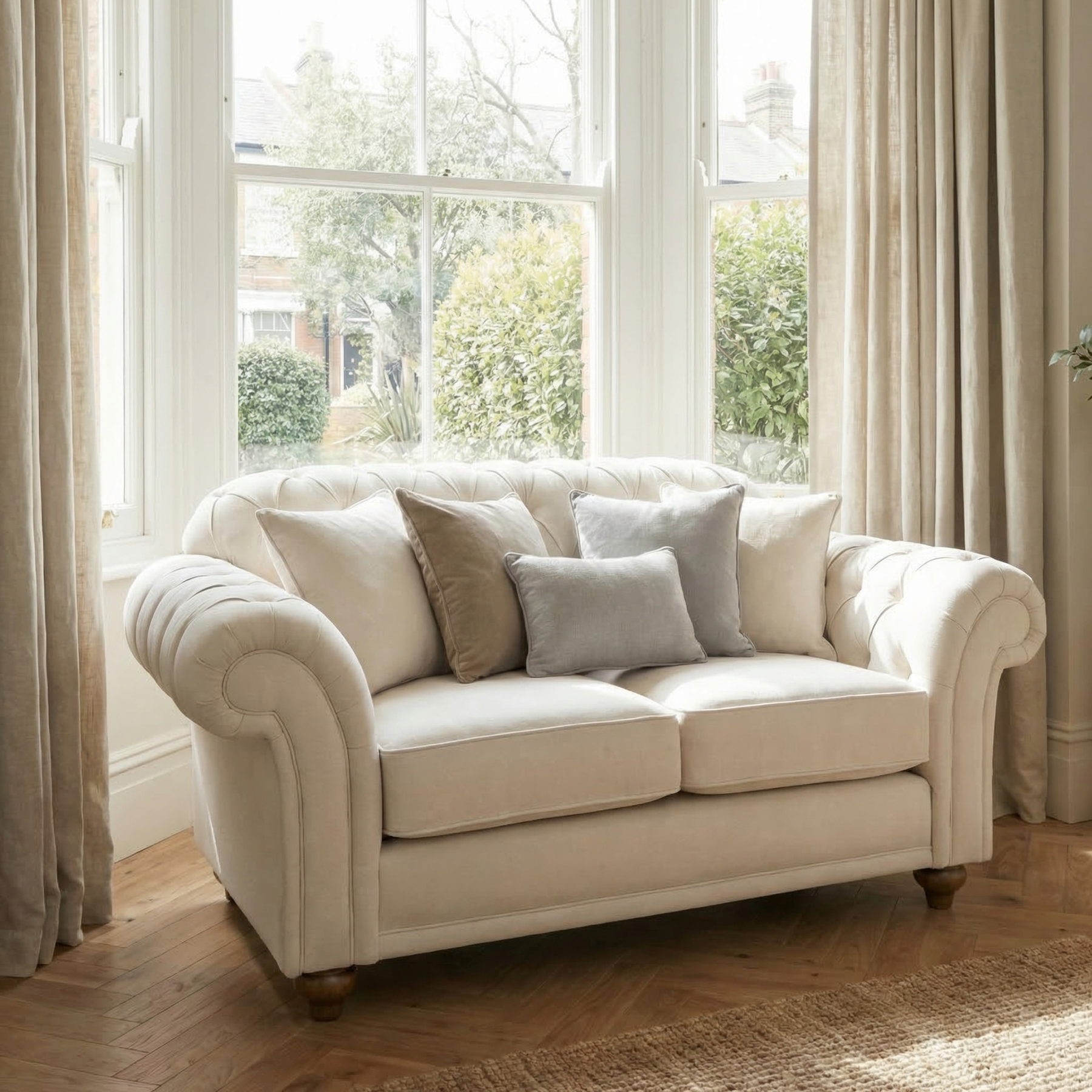 Chesterfield 2 Seat Sofa in Ivory