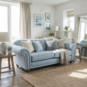 Chesterfield 2 Seat Sofa in Sky Blue