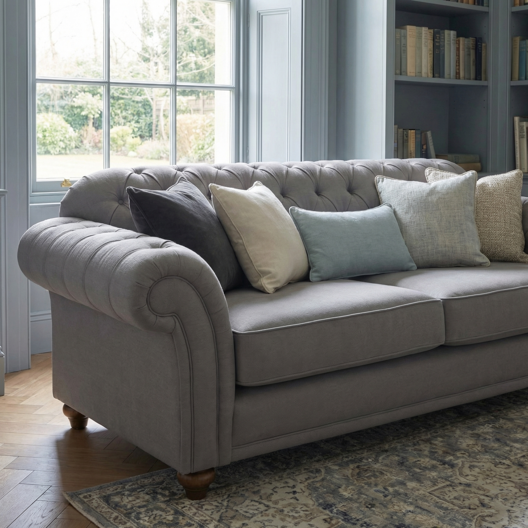 Chesterfield 2 Seat Sofa in Smoke Grey