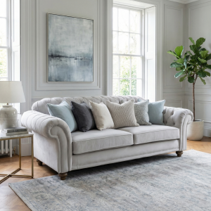 Chesterfield 2 Seat Velvet Sofa in Feather Grey