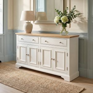 Amberley Large 4 Door 2 Drawers Sideboard in Warm White