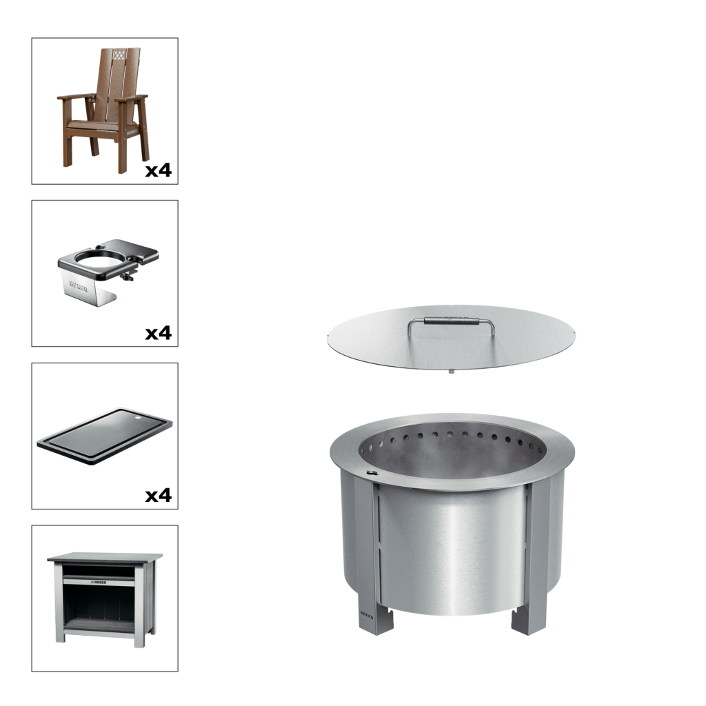 Patio Bundle X19 Stainless Anitque Mahogany