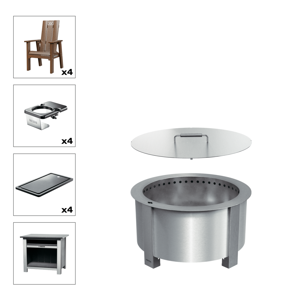 Patio Bundle X24 Stainless Anitque Mahogany