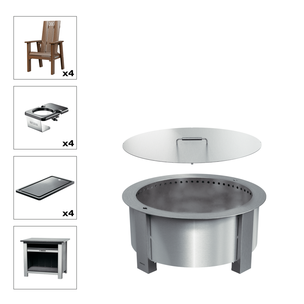 Patio Bundle X30 Stainless Anitque Mahogany
