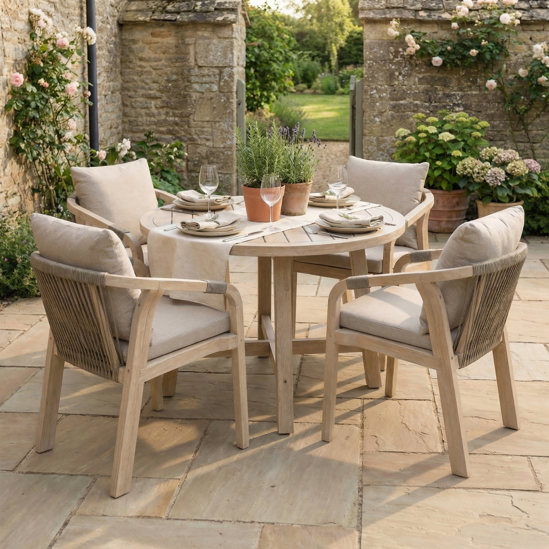 Quay 4 Seat Round Dining Set in Mocha - additional product image