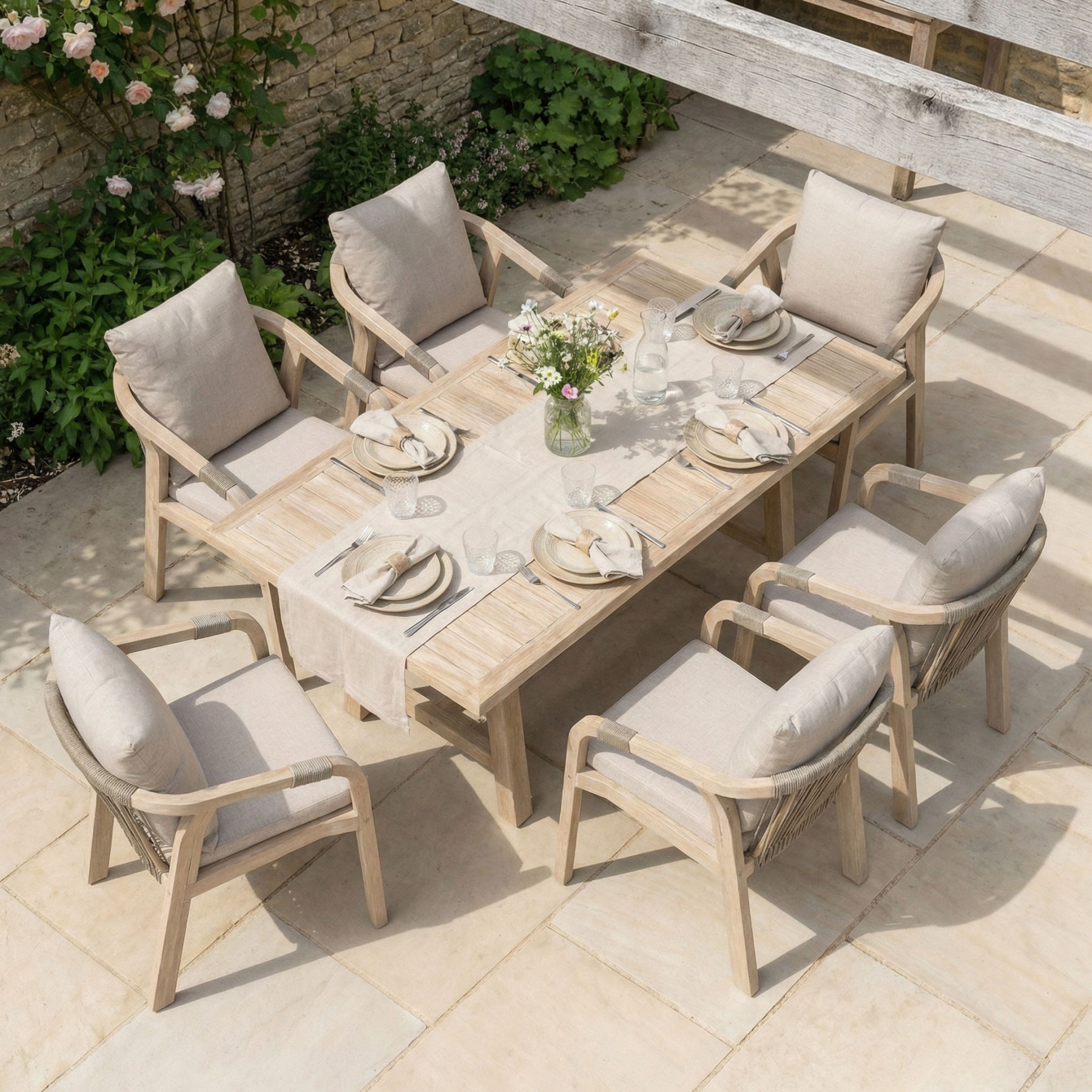 Quay 6 Seat Rectangular Dining Set in Mocha product detail