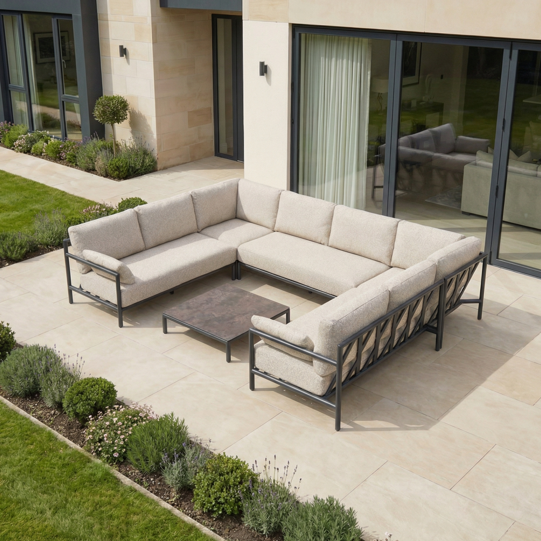 Sorelli U Shape Corner Sofa Set in Truffle