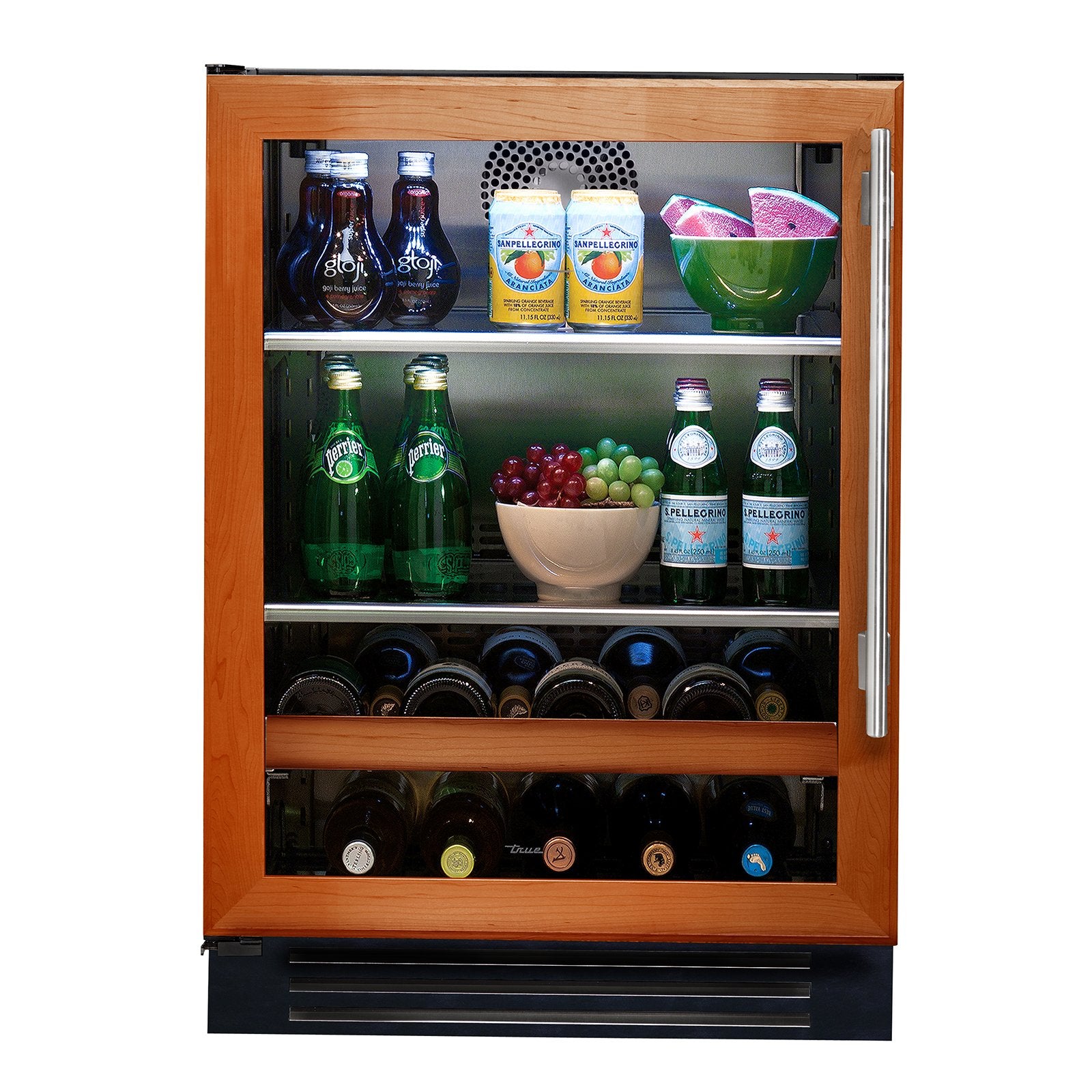 True 24-Inch ADA Height Beverage Center with Panel Ready Glass Door, 2 Black Wire Shelves, 1 Wine Shelf (Left Hinge) - TUBADA-24-LG-A-O