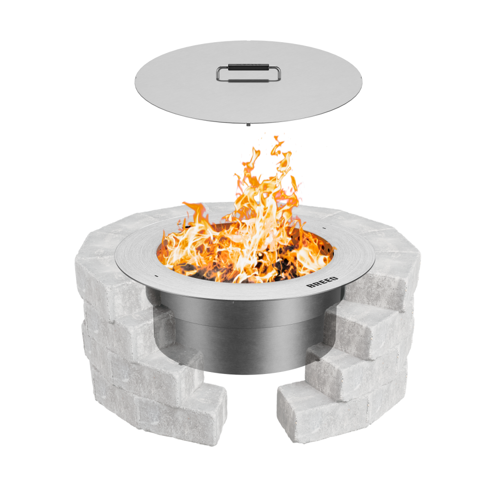 Zentro 24 Round Stainless Surround wLid NewDesign w Fire