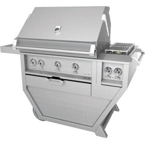 Hestan 36" Grill & Deluxe Cart 3 Trellis Burners Rotisserie - Natural Gas - Pacific Fog
