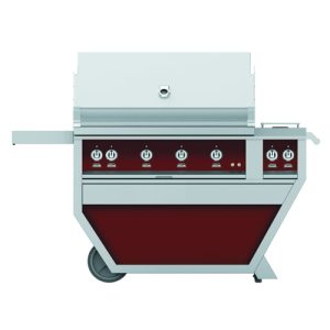 Hestan 42" Grill & Deluxe Cart 4 Trellis Burners Rotisserie - Liquid Propane - Burgundy