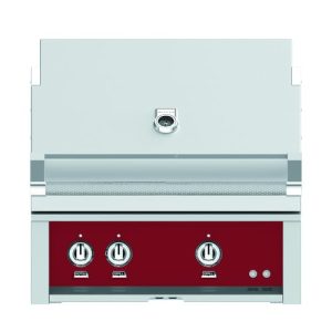 Hestan 30" Built-In Grill 1 Trellis Burners 1 Sear Burn Rotisser - Liquid Propane - Burgundy