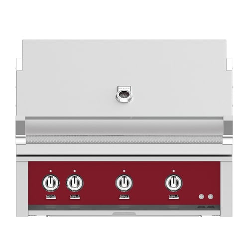 Hestan 36" Built-In Grill 2 Trellis Burners 1 Sear Burner Rotiss - Liquid Propane - Burgundy