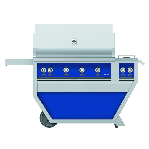 Hestan 42" Grill & Deluxe Cart 3 Trellis burners 1 Sear Burner R - Natural Gas - Bora Bora Blue