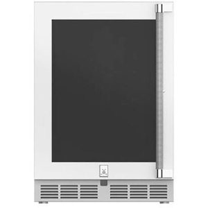 Hestan Outdoor Refrigerator 24" Lock Left Hinged - Marshmallow — Glass Door