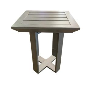 Castelle Moderna 16" Square Side Table with Slat Top in Platinum Tex Finish
