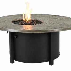 Castelle Nature's Wood Oblong Fire Pit Coffee Table with Natural Weathered Wood Top and Antique Dark Rum Finish on Base