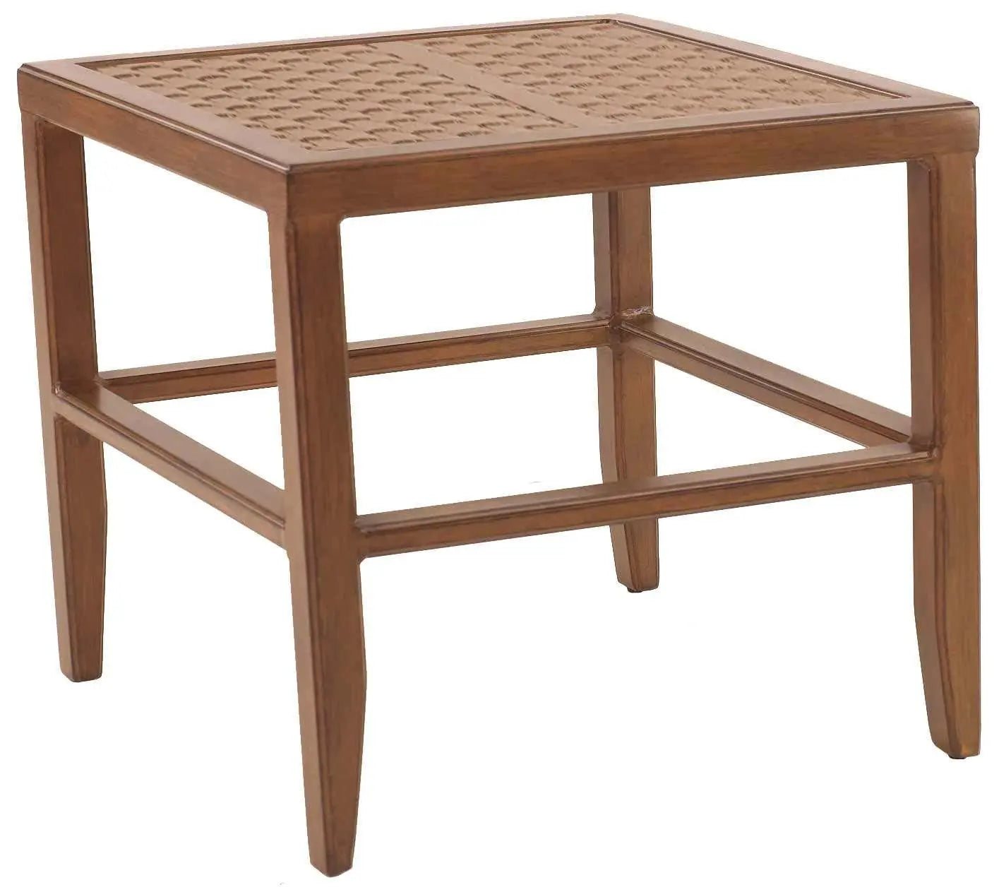 Castelle Transitional 20" Square Side Table with Live Edge Mahogany Top and Antique Walnut Finish