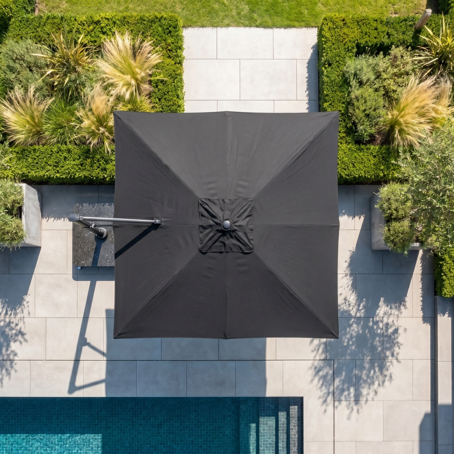 Challenger T2 Premium 3.5m x 2.6m Rectangular Cantilever Parasol in Black with 90kg Granite Base