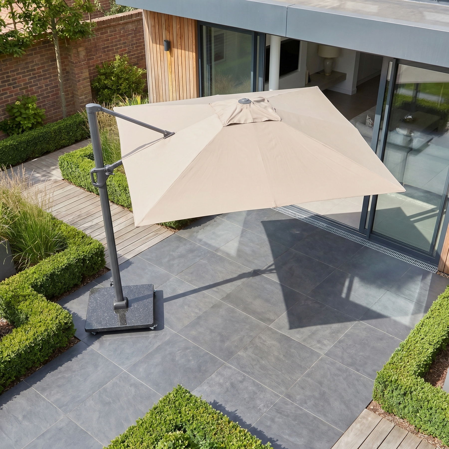 Challenger T2 3.5m x 2.6m Rectangular Cantilever Parasol in Taupe with 90kg Granite Base - additional product image