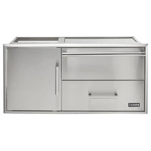 Coyote 42" Access Door With Storage & Warming Drawer Combo