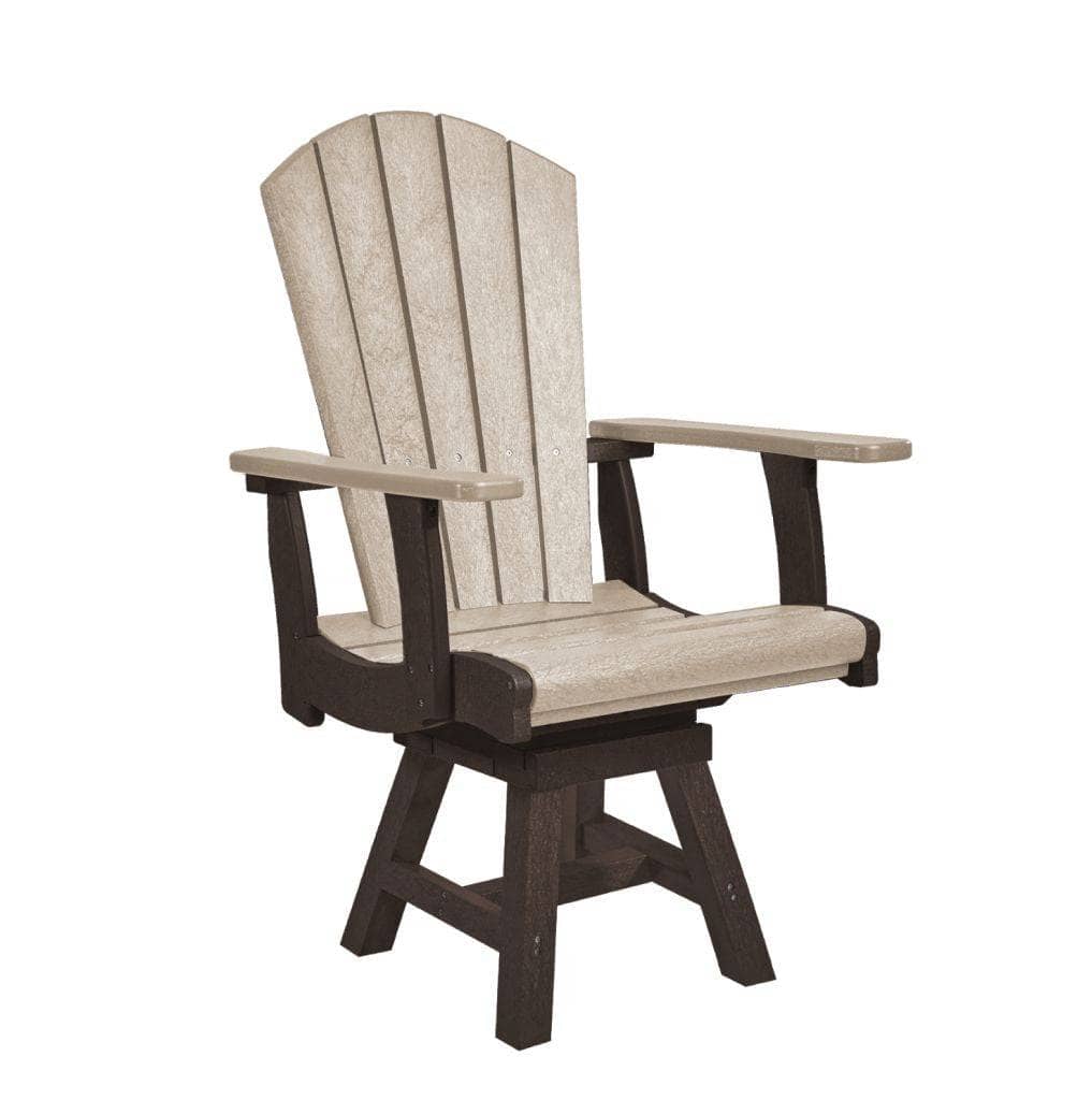 CR Plastics, Addy Swivel Dining Arm Chair, Two Tone, Beige and Chocolate Finish