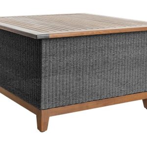 Jensen Outdoor Coral Square Chat Table in Gray Weave