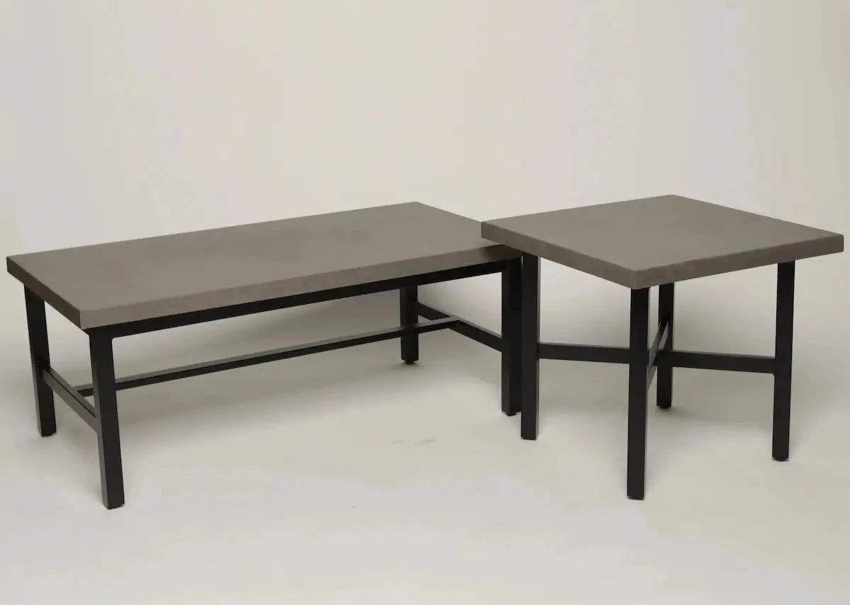 Local Special, Patio Renaissance, Athena, End Table & Coffee Table Set, Ebony Finish, Faux Concrete Top