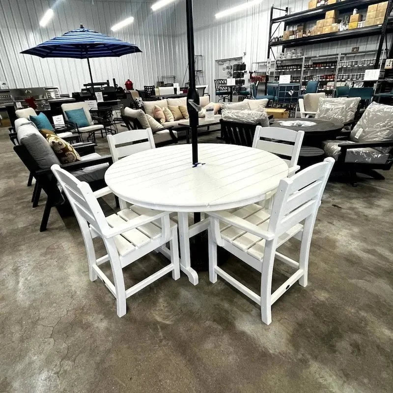 Local Special, Polywood White Dining Set with arms, seats 4