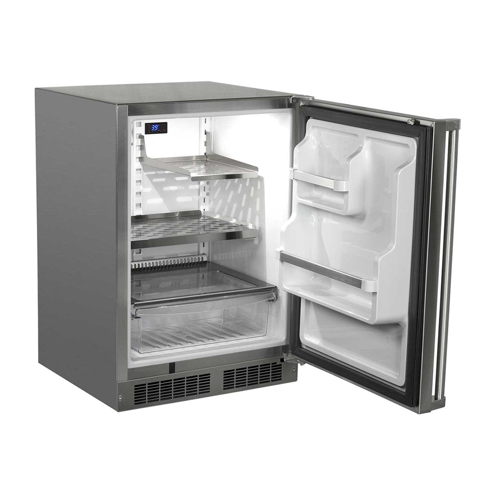 Marvel 24-Inch Outdoor Rated Refrigerator With MaxStore Storage Drawer & Door Storage, Solid Stainless Steel Door With Lock (Right Hinge) - MORE224SS41A