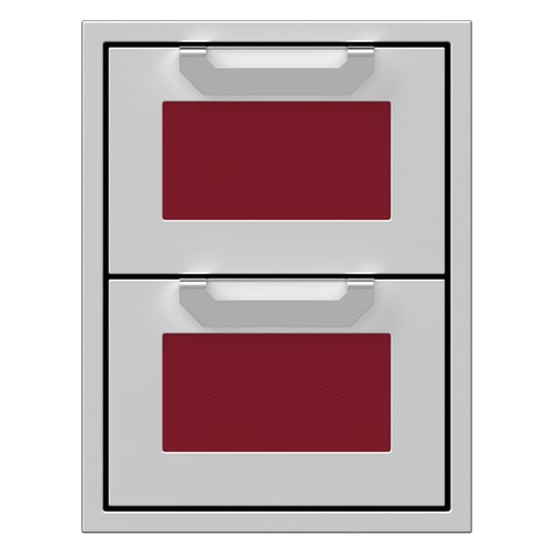Hestan 16" Double Storage Drawer Recessed Marquise Accented Panels - Burgundy